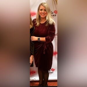 Velvet Crew Neck Long Sleeve Wrap Dress size Large